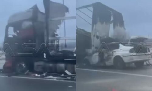 Aksident i rëndë në hyrje të Shkupit, një maunë dhe një veturë shkrumbohen pas përplasjes